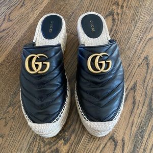Gucci Marmont Pilar Platform Espadrille Mules